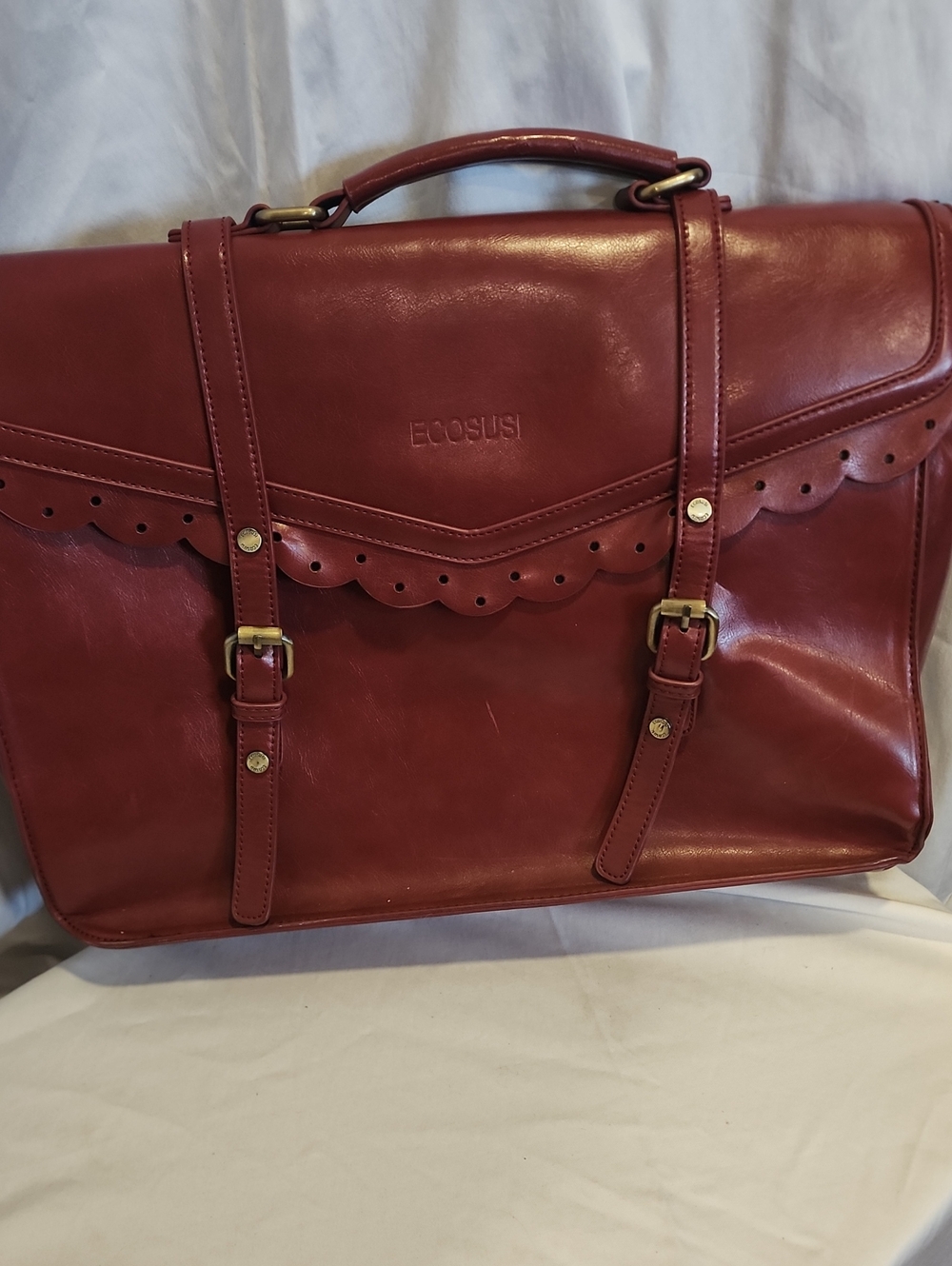 ECOSUSI Vintage "Love Briefcase" 15.5" Laptop Bag in Wine Red